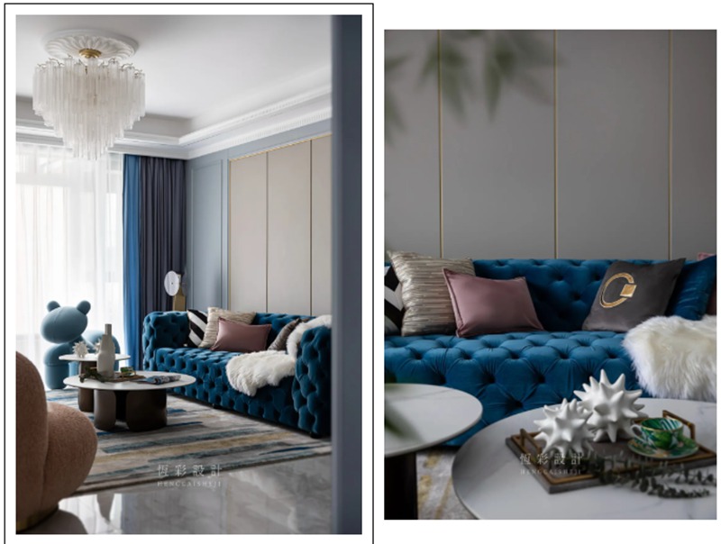 杭州全案设计140平米装修成现代轻奢风格金色时光装修案例