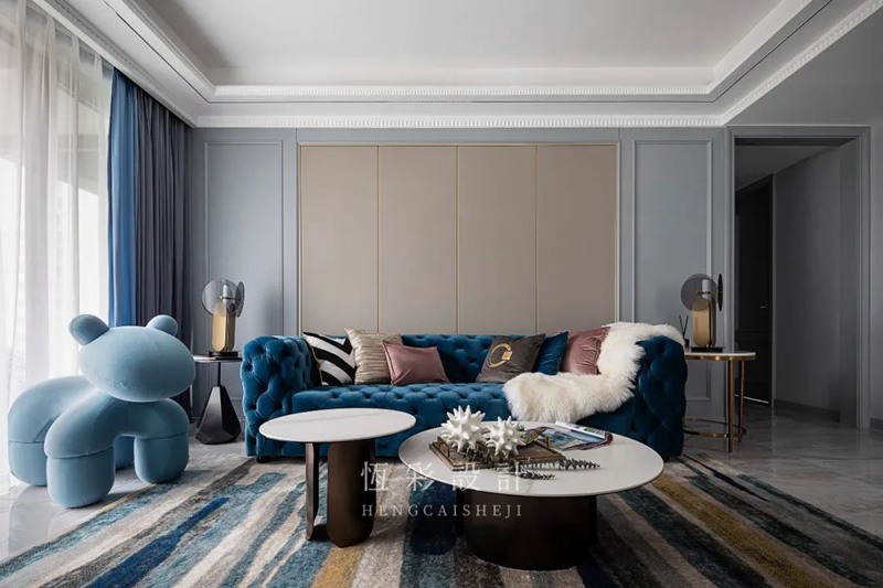 杭州全案设计140平米装修成现代轻奢风格金色时光装修案例