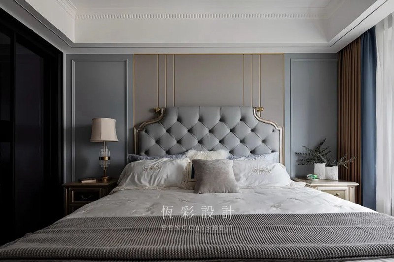 杭州全案设计140平米装修成现代轻奢风格金色时光装修案例