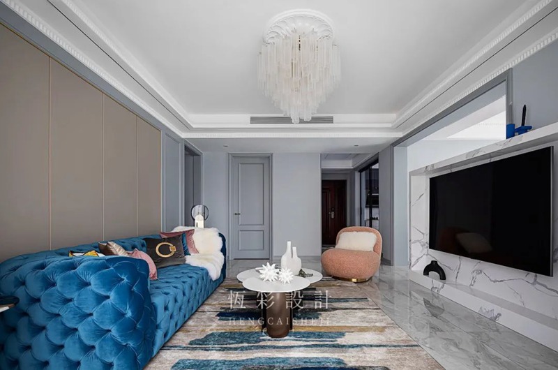 杭州全案设计140平米装修成现代轻奢风格金色时光装修案例