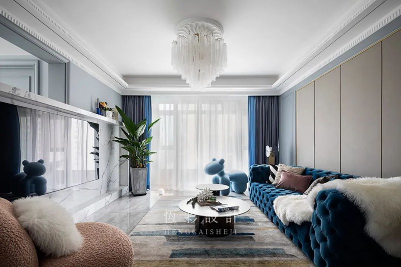 杭州全案设计140平米装修成现代轻奢风格金色时光装修案例