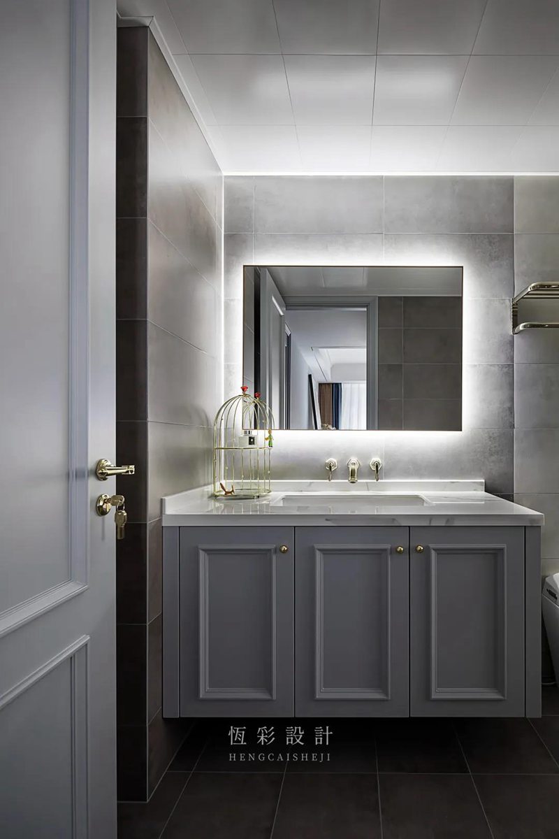 杭州全案设计140平米装修成现代轻奢风格金色时光装修案例