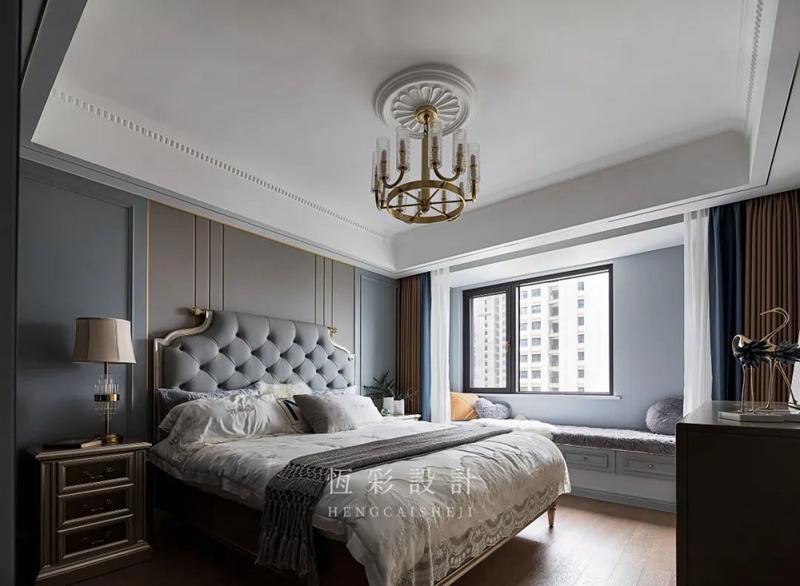 杭州全案设计140平米装修成现代轻奢风格金色时光装修案例